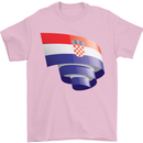 Curled Croatia Flag Croatian Day Football Mens T-Shirt 100% Cotton Light Pink