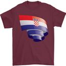 Curled Croatia Flag Croatian Day Football Mens T-Shirt 100% Cotton Maroon