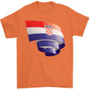 Curled Croatia Flag Croatian Day Football Mens T-Shirt 100% Cotton Orange