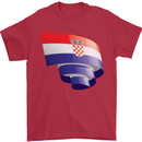 Curled Croatia Flag Croatian Day Football Mens T-Shirt 100% Cotton Red