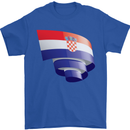 Curled Croatia Flag Croatian Day Football Mens T-Shirt 100% Cotton Royal Blue