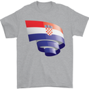 Curled Croatia Flag Croatian Day Football Mens T-Shirt 100% Cotton Sports Grey