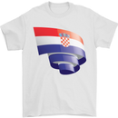 Curled Croatia Flag Croatian Day Football Mens T-Shirt 100% Cotton White