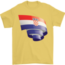 Curled Croatia Flag Croatian Day Football Mens T-Shirt 100% Cotton Yellow