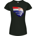 Curled Croatia Flag Croatian Day Football Womens Petite Cut T-Shirt Black