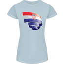 Curled Croatia Flag Croatian Day Football Womens Petite Cut T-Shirt Light Blue