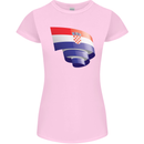 Curled Croatia Flag Croatian Day Football Womens Petite Cut T-Shirt Light Pink