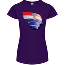 Curled Croatia Flag Croatian Day Football Womens Petite Cut T-Shirt Purple