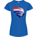Curled Croatia Flag Croatian Day Football Womens Petite Cut T-Shirt Royal Blue