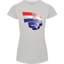 Curled Croatia Flag Croatian Day Football Womens Petite Cut T-Shirt Sports Grey