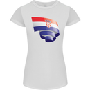 Curled Croatia Flag Croatian Day Football Womens Petite Cut T-Shirt White