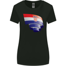 Curled Croatia Flag Croatian Day Football Womens Wider Cut T-Shirt Black