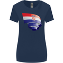 Curled Croatia Flag Croatian Day Football Womens Wider Cut T-Shirt Navy Blue