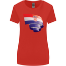 Curled Croatia Flag Croatian Day Football Womens Wider Cut T-Shirt Red