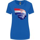Curled Croatia Flag Croatian Day Football Womens Wider Cut T-Shirt Royal Blue