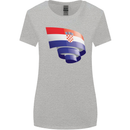 Curled Croatia Flag Croatian Day Football Womens Wider Cut T-Shirt Sports Grey