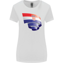 Curled Croatia Flag Croatian Day Football Womens Wider Cut T-Shirt White