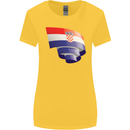 Curled Croatia Flag Croatian Day Football Womens Wider Cut T-Shirt Yellow