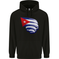 Curled Cuba Flag Cuban Day Football Childrens Kids Hoodie Black