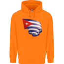 Curled Cuba Flag Cuban Day Football Childrens Kids Hoodie Orange