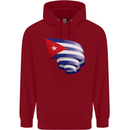 Curled Cuba Flag Cuban Day Football Childrens Kids Hoodie Red