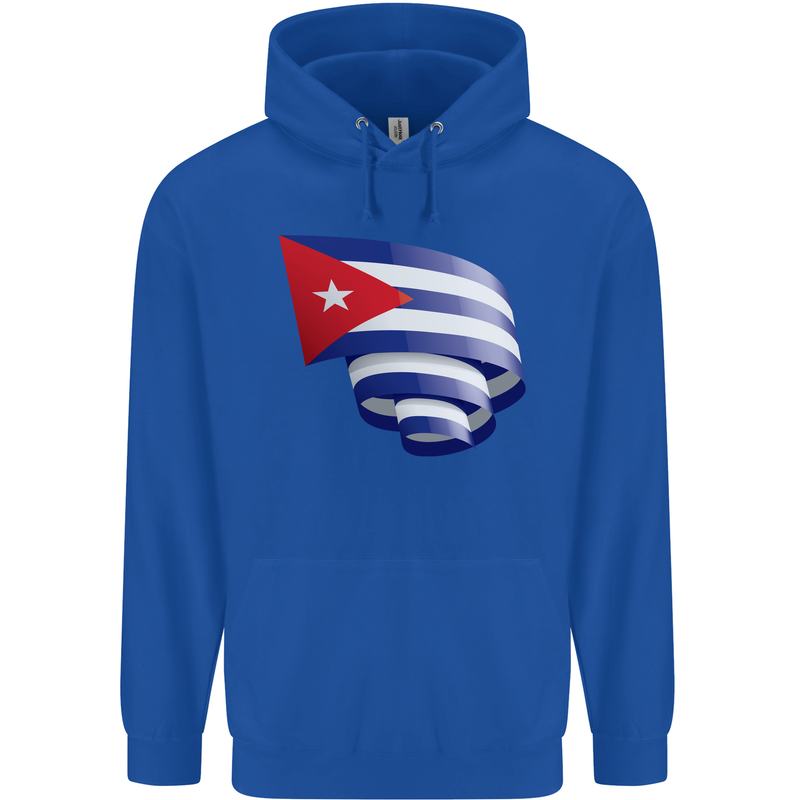 Curled Cuba Flag Cuban Day Football Childrens Kids Hoodie Royal Blue