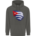 Curled Cuba Flag Cuban Day Football Childrens Kids Hoodie Storm Grey