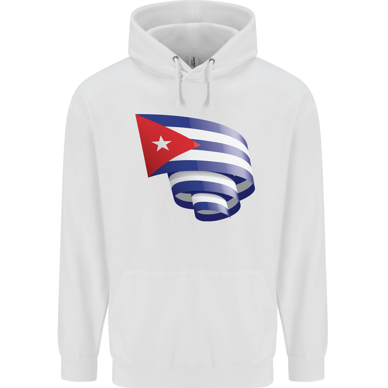Curled Cuba Flag Cuban Day Football Childrens Kids Hoodie White