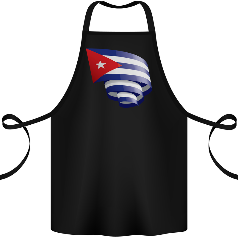 Curled Cuba Flag Cuban Day Football Cotton Apron 100% Organic Black