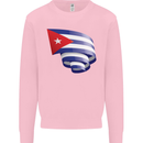 Curled Cuba Flag Cuban Day Football Kids Sweatshirt Jumper Light Pink