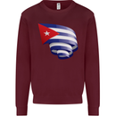 Curled Cuba Flag Cuban Day Football Kids Sweatshirt Jumper Maroon