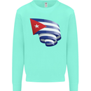 Curled Cuba Flag Cuban Day Football Kids Sweatshirt Jumper Peppermint