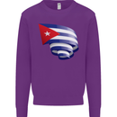 Curled Cuba Flag Cuban Day Football Kids Sweatshirt Jumper Purple
