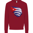 Curled Cuba Flag Cuban Day Football Kids Sweatshirt Jumper Red