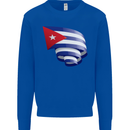 Curled Cuba Flag Cuban Day Football Kids Sweatshirt Jumper Royal Blue