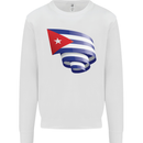 Curled Cuba Flag Cuban Day Football Kids Sweatshirt Jumper White