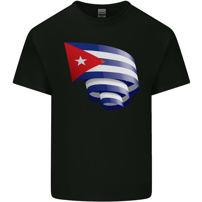 Curled Cuba Flag Cuban Day Football Kids T-Shirt Childrens Black
