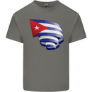 Curled Cuba Flag Cuban Day Football Kids T-Shirt Childrens Charcoal