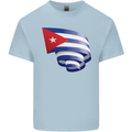 Curled Cuba Flag Cuban Day Football Kids T-Shirt Childrens Light Blue
