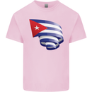 Curled Cuba Flag Cuban Day Football Kids T-Shirt Childrens Light Pink