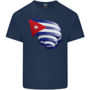 Curled Cuba Flag Cuban Day Football Kids T-Shirt Childrens Navy Blue
