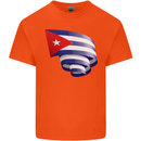 Curled Cuba Flag Cuban Day Football Kids T-Shirt Childrens Orange