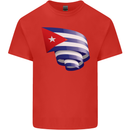 Curled Cuba Flag Cuban Day Football Kids T-Shirt Childrens Red