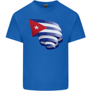 Curled Cuba Flag Cuban Day Football Kids T-Shirt Childrens Royal Blue