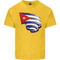 Curled Cuba Flag Cuban Day Football Kids T-Shirt Childrens Yellow