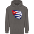 Curled Cuba Flag Cuban Day Football Mens 80% Cotton Hoodie Charcoal