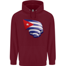 Curled Cuba Flag Cuban Day Football Mens 80% Cotton Hoodie Maroon