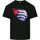 Curled Cuba Flag Cuban Day Football Mens Cotton T-Shirt Tee Top Black