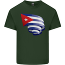 Curled Cuba Flag Cuban Day Football Mens Cotton T-Shirt Tee Top Forest Green