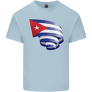 Curled Cuba Flag Cuban Day Football Mens Cotton T-Shirt Tee Top Light Blue